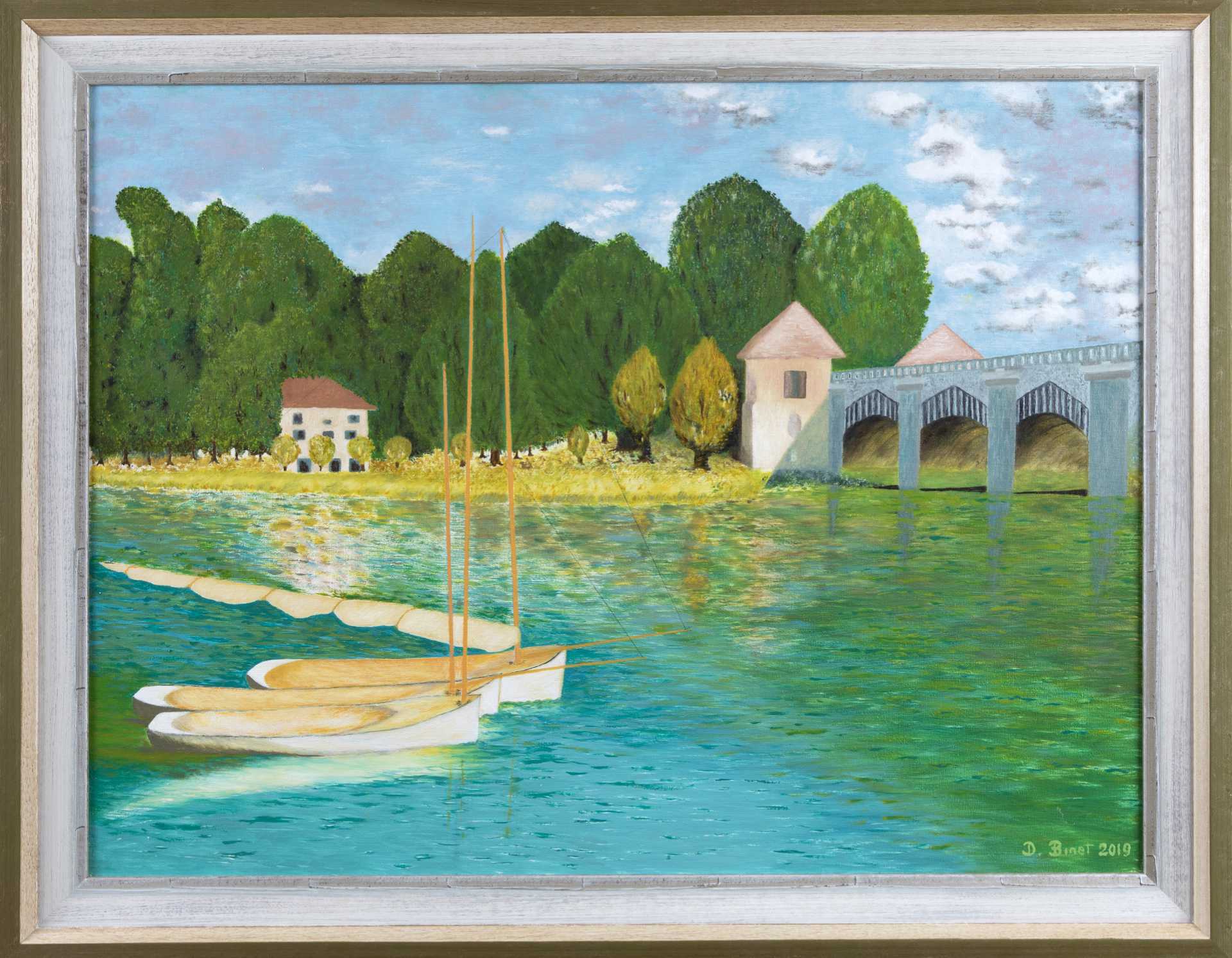 Le Pont d'Argenteuil d'après C. Monet en peinture, une légende sur toile et une fusion parfaite entre architecture et nature dans une ambiance unique.