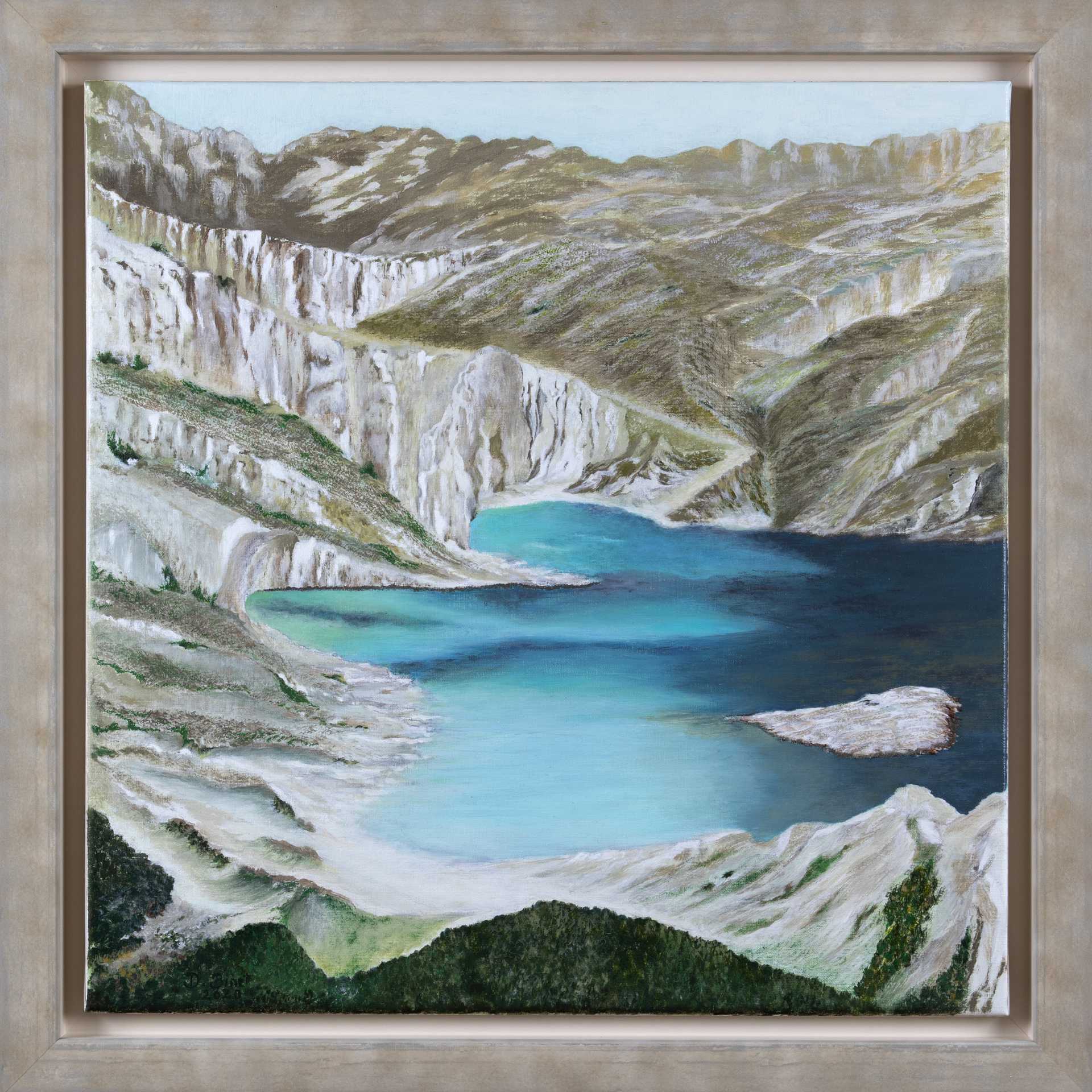 Vue d'artiste et peinture de La Crine à Marseille, aussi nommée Plage de Tahiti.